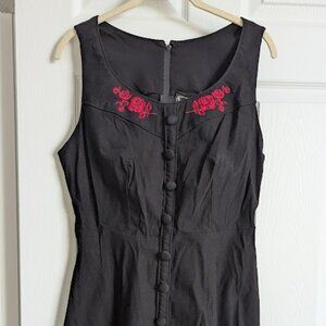 Voodoo Vixen Embroidered Sleeveless Shirt Dress
